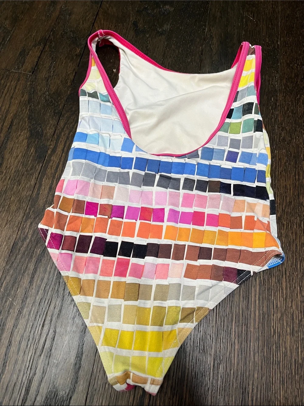Paul Smith Kids One-Piece Mosaic Swimsuit with Hot Pink Trim